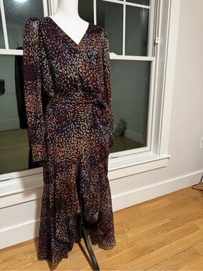 Express Metallic Clip Dot Hi-Lo Maxi Dress - Large - Like New